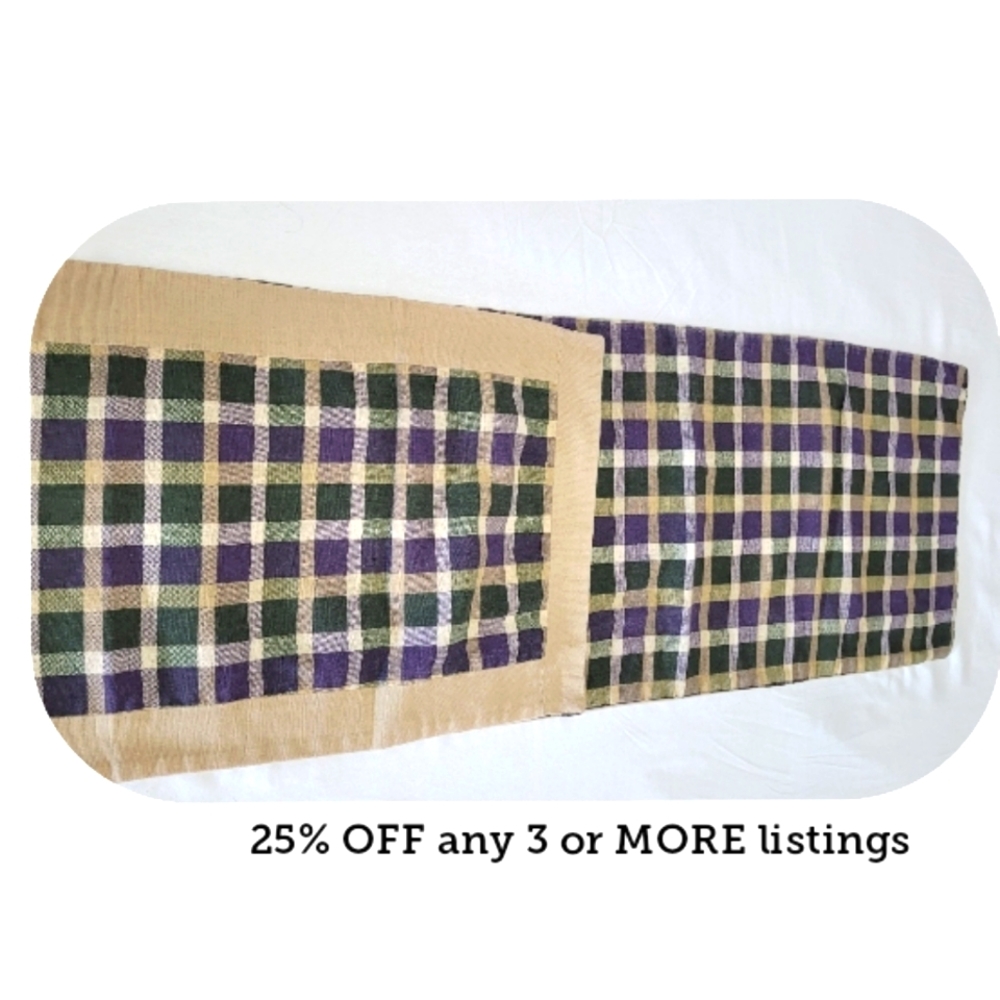 Table Runner Decor Tablescape Accessorie Checkered Plaid Double Sided Fall